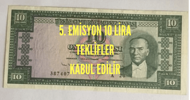5.Emisyon 6.tertip 10 lira 5.Emisyon 6.tertip 10 lira